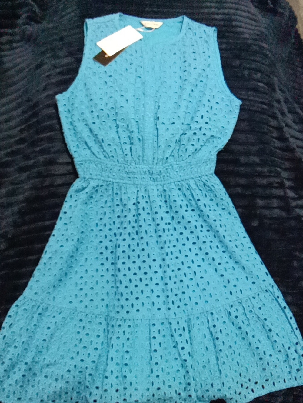 Sleeveless Eyelet Sundress in Teal - Women